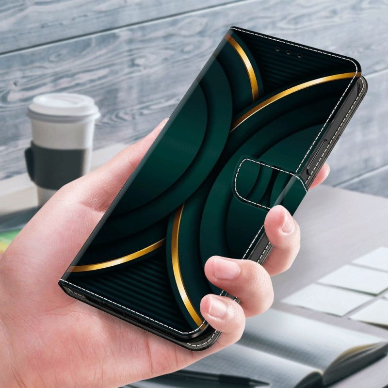 Kožený Kryt Na Xiaomi Redmi Note 13 5g Zlatý Obrys