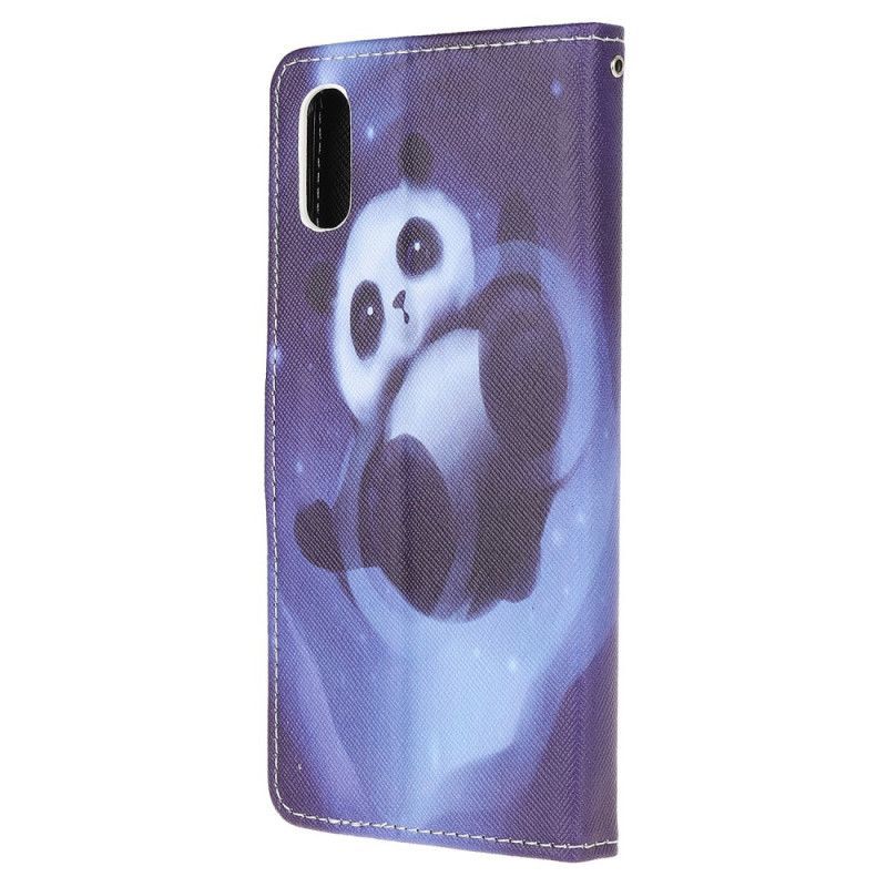 Kožený Kryt Xiaomi Redmi 9a Vesmírná Panda S Popruhem