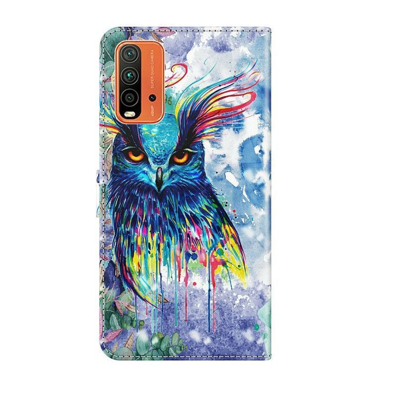 Kožený Kryt Xiaomi Redmi 9t Akvarelový Pták