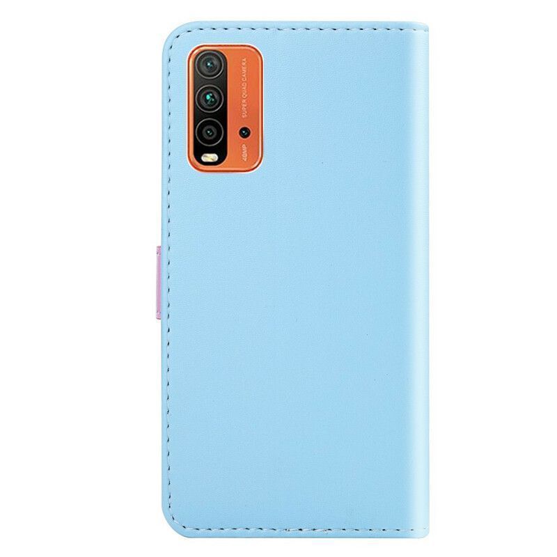 Kožený Kryt Xiaomi Redmi 9t Efekt Tříbarevné Kůže