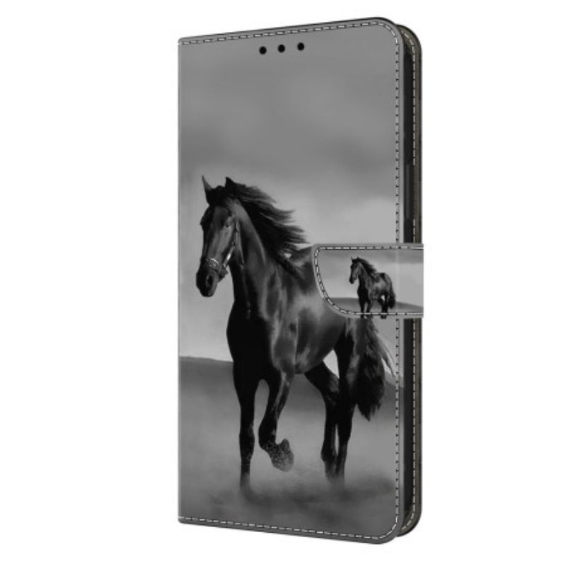 Kožený Kryt Xiaomi Redmi Note 13 5g Černý Kůň