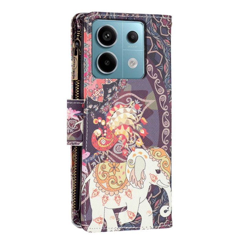 Kožený Kryt Xiaomi Redmi Note 13 Pro 4g Peněženka Tribal Elephant S Popruhem