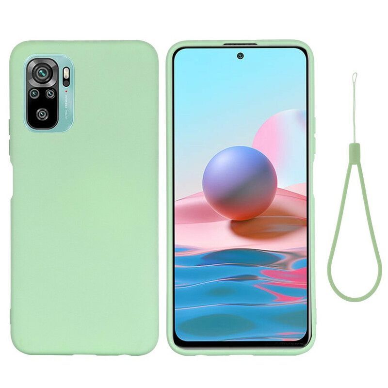 Kryt Na Xiaomi Redmi Note 10 / 10S Tekutý Silikon S Lanyardem