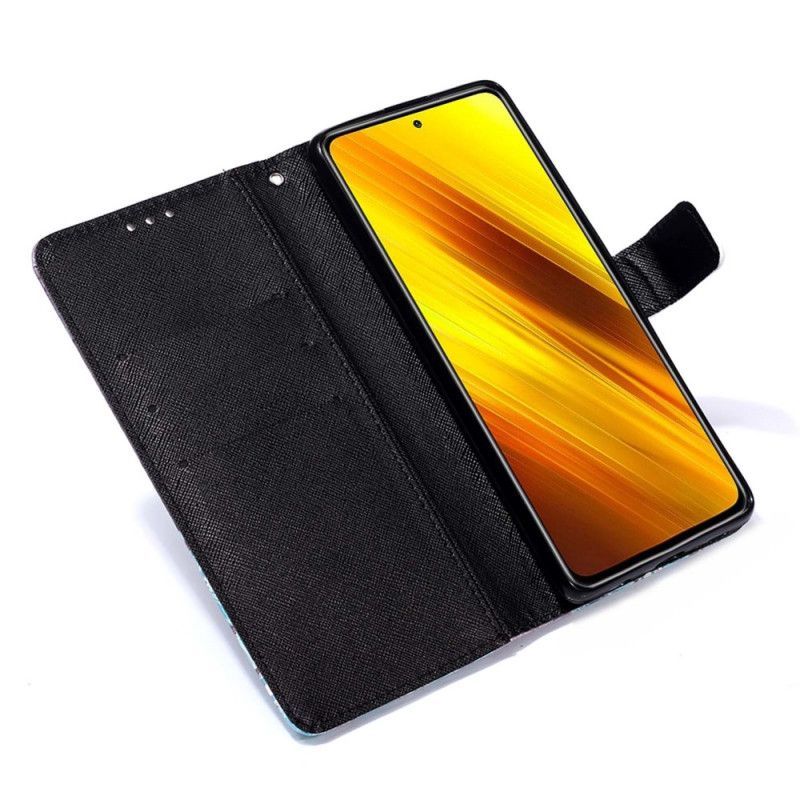 Kryt Xiaomi Flipové Pouzdro Poco X3 Modré Květy