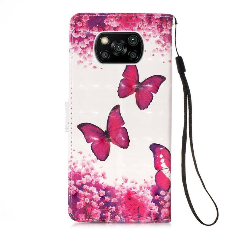 Kryt Xiaomi Flipové Pouzdro Poco X3 Red Butterflies