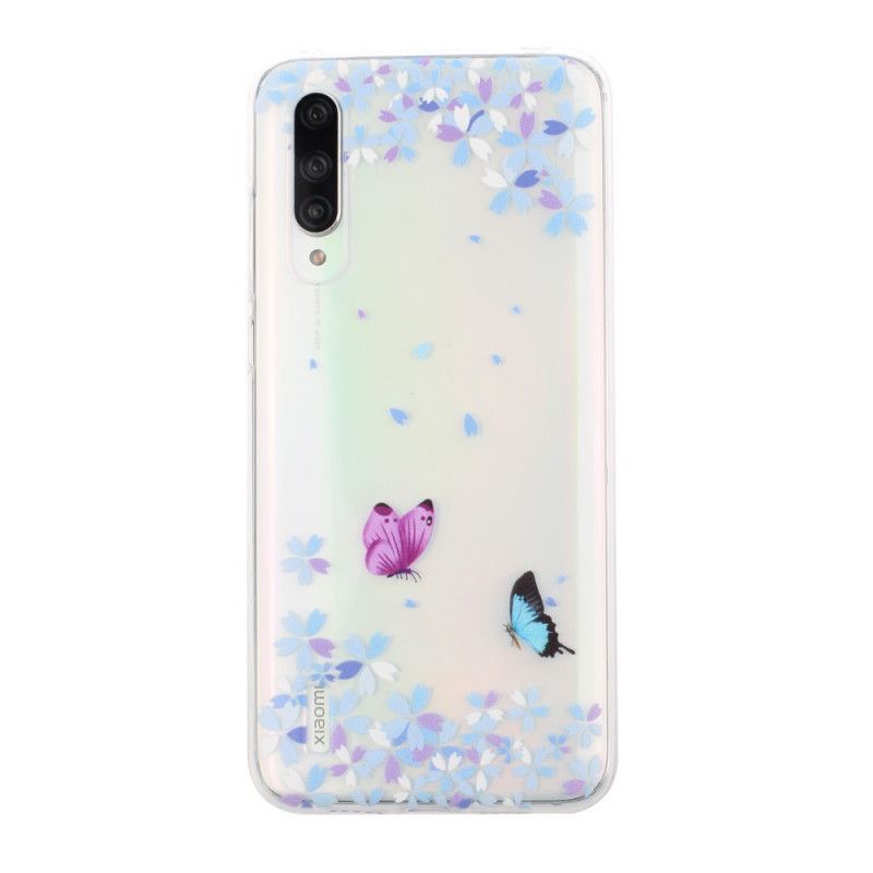 Kryt Xiaomi Mi A3 Průhlední Motýli A Květiny