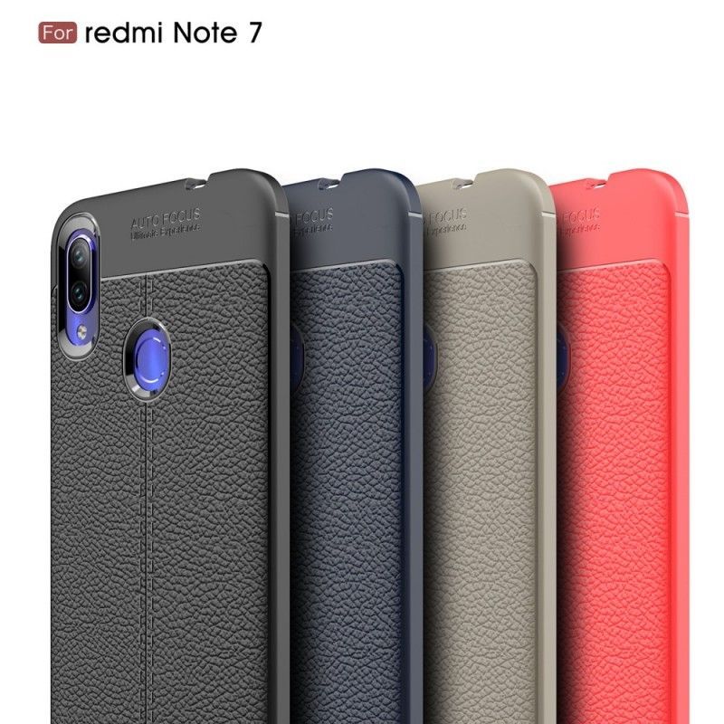 Kryt Xiaomi Redmi Note 7 Litchi S Dvojitým Koženým Efektem