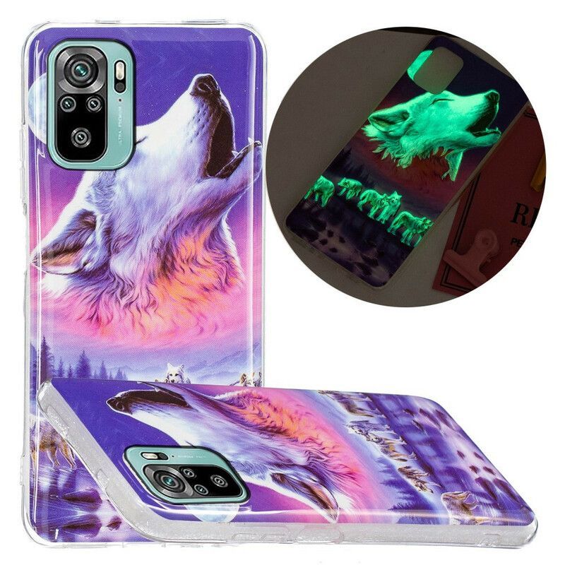 Kryty Na Mobil Na Xiaomi Redmi Note 10 / 10S Fluorescenční Série Wolf