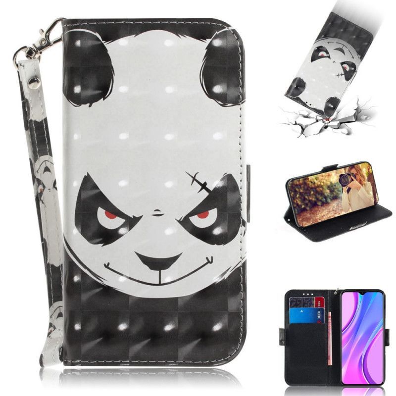 Peněženková Pouzdra Xiaomi Redmi 9 Rozzlobená Panda S Popruhem