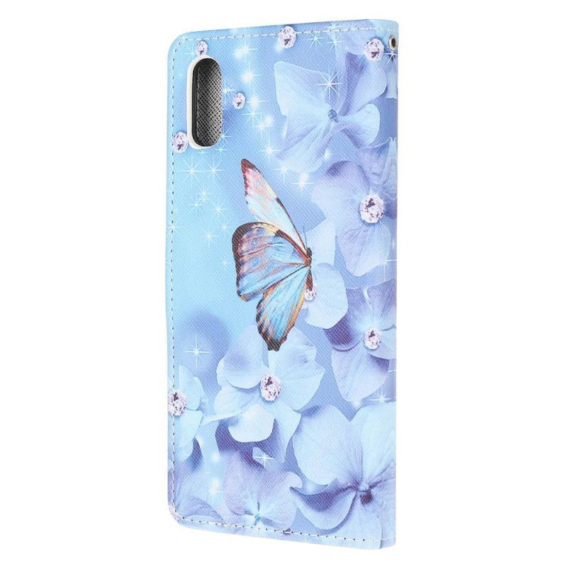 Peněženková Pouzdra Xiaomi Redmi 9a Diamantové Řemínkové Motýlky