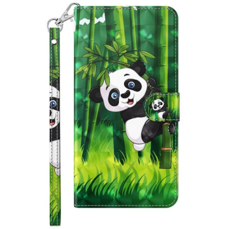 Peněženková Pouzdra Xiaomi Redmi Note 13 4g Bambusová Panda S Popruhem