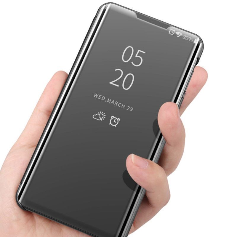 Pohledový Kryt Kryt Na Xiaomi Redmi Note 10 / Note 10s Zrcadlo A Imitace Kůže