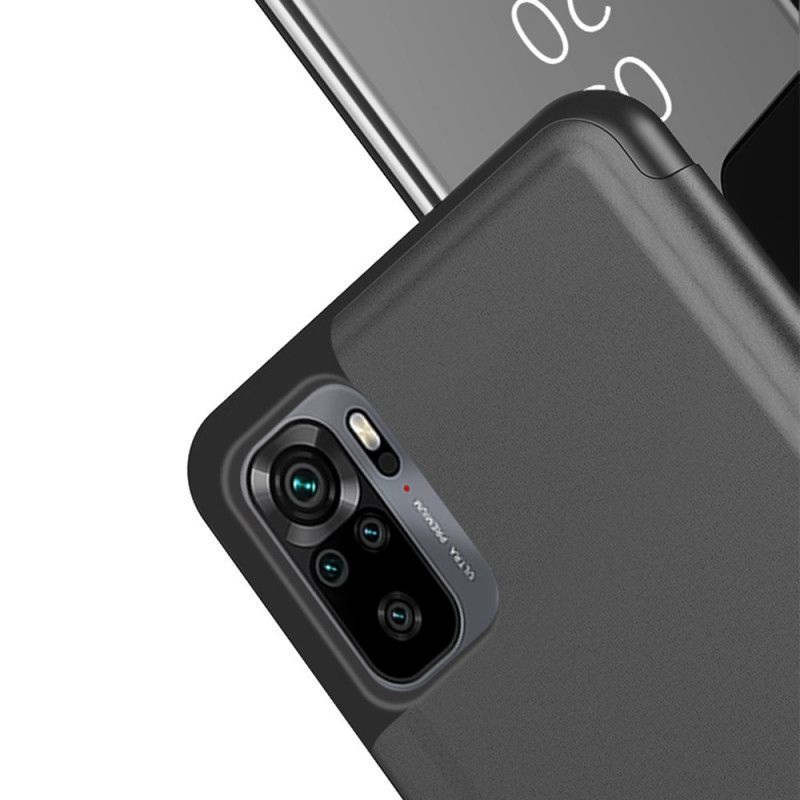 Pohledový Kryt Kryt Na Xiaomi Redmi Note 10 / Note 10s Zrcadlo A Imitace Kůže