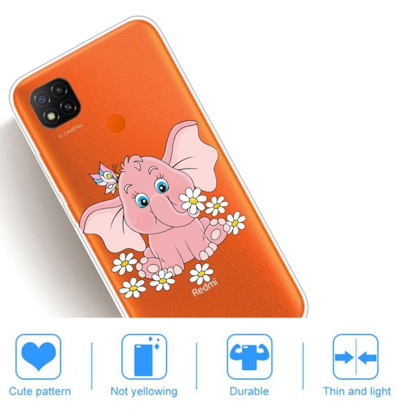 Pouzdro Na Xaiomi Redmi 9c Transparentní Růžový Slon