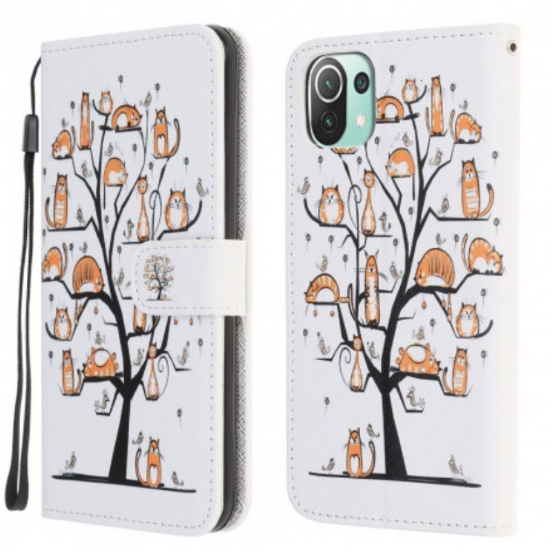 Pouzdro Xiaomi 11 Lite 5g Ne/mi 11 Lite 4g/5g Funky Cats S Popruhem