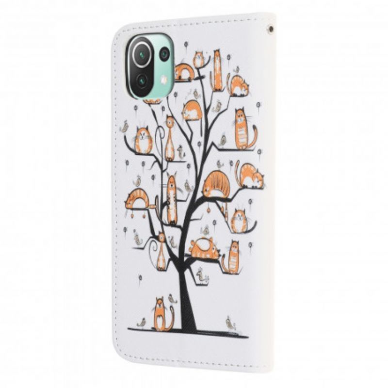 Pouzdro Xiaomi 11 Lite 5g Ne/mi 11 Lite 4g/5g Funky Cats S Popruhem