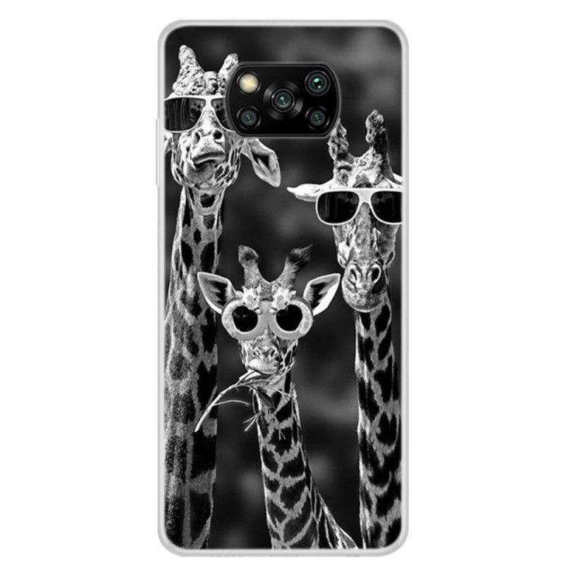Pouzdro Xiaomi Kryt Na Poco X3 Žirafy S Brýlemi