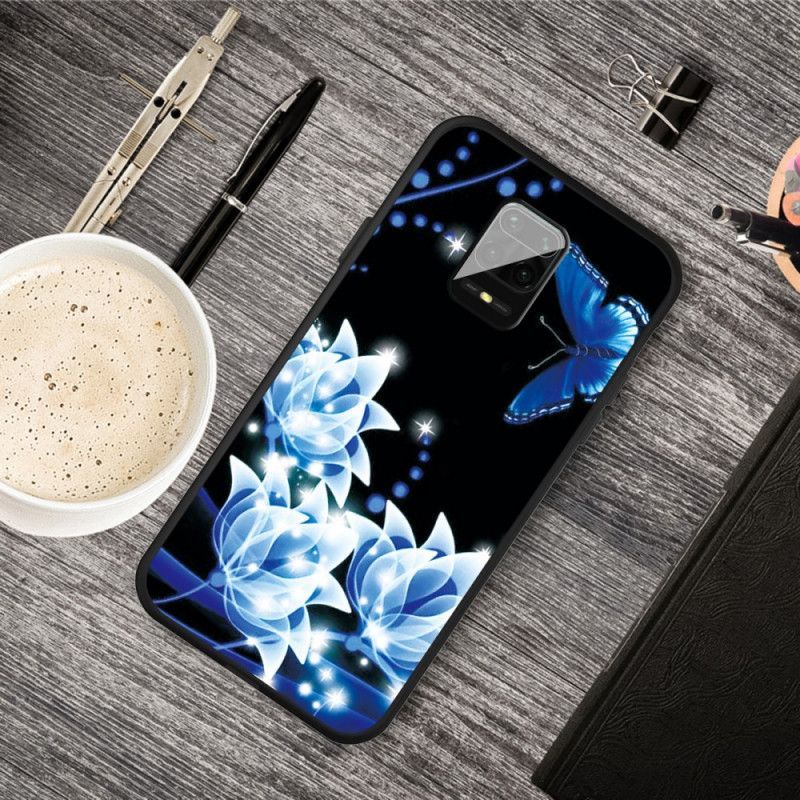 Pouzdro Xiaomi Redmi Note 9s / Redmi Note 9 Pro Motýl A Modré Květy