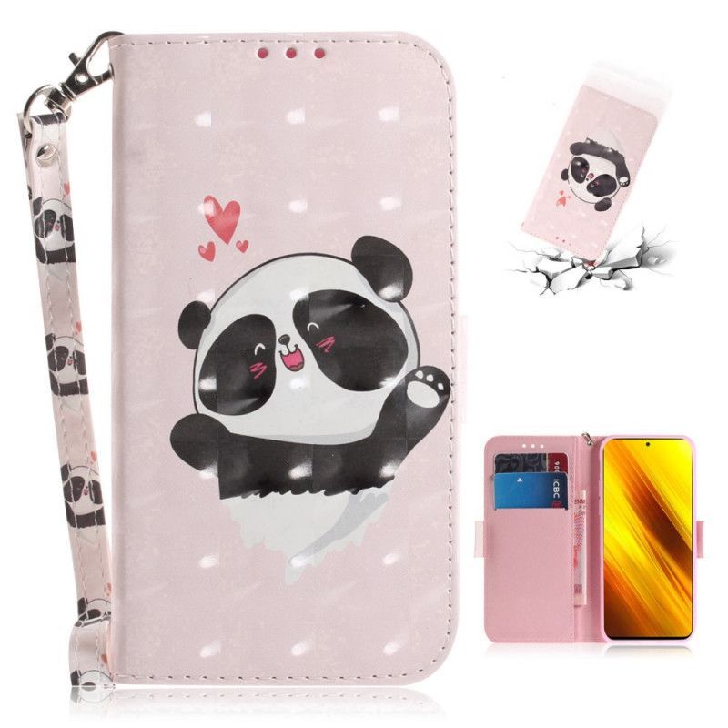 Xiaomi Flipové Pouzdro Poco X3 Panda Love Case S Popruhem